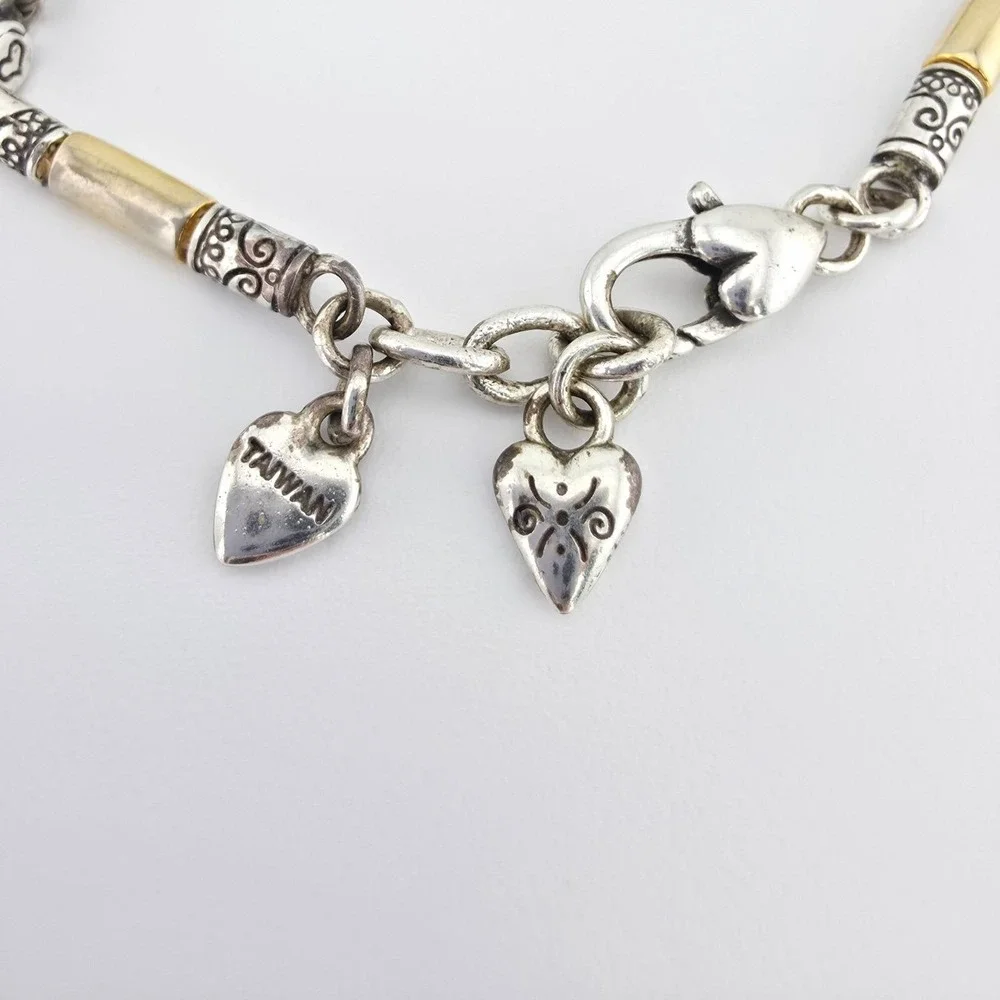BRIGHTON 'Esmeralda Venezia' Bracelet Heart Charms Silver & Gold Plate 8